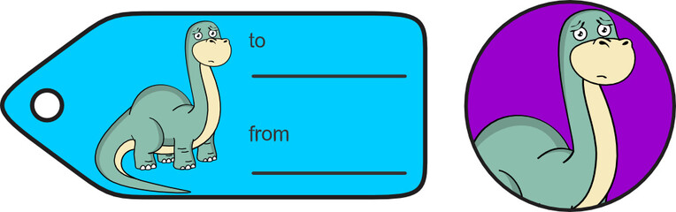funny dinosaur large neck cartoon brontosaurus gift card in vector format © MARCO HAYASHI