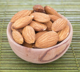 Bowl of healthy fresh raw shelled almonds