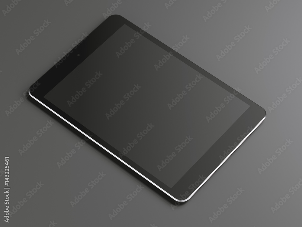 Poster black tablet with blank screen. 3d rendering
