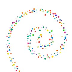 Obraz premium Dense watercolor confetti on white background. Rainbow colored watercolor confetti spiral. Colorful hand painted illustration.
