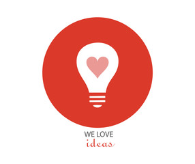 Lightbulb with heart as idea concept 