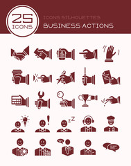 Icons silhouettes business actions