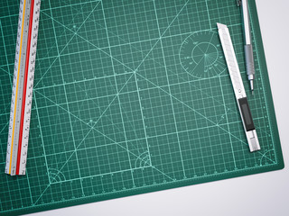 Fototapeta premium Empty cutting mat isolated on white. 3d rendering