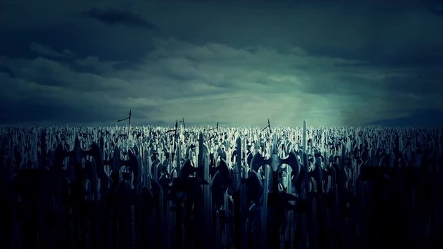 Thousands of Medieval Warriors Marching to War