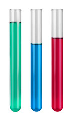 Set of test tubes on white background