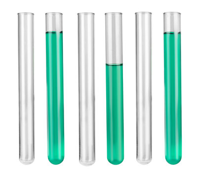 Set of test tubes on white background