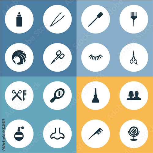 "Vector Illustration Set Of Simple Cosmetics Icons. Elements Beauty