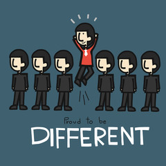 Proud to be different people cartoon vector illustration, business concept