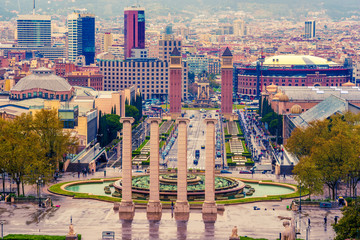 Luftaufnahme von oben von Barcelona, Katalonien, Spanien © krivinis