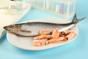 Allergy food concept. Allergic food on table