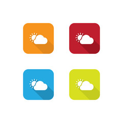 Colorful Weather Icons With Long Shadow