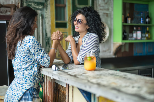 Girls Play Arm Wrestling