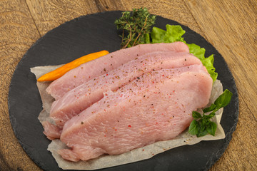 Raw turkey steak