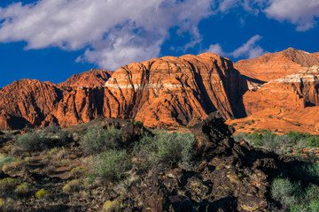Red Cliffs Among the Lava Rocks