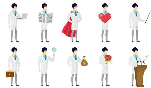 Vector set of illustrations with doctor characters