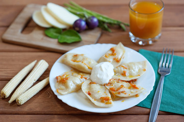 Varenyky with potato, ukrainian national dish