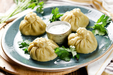Manti. Traditional meat dish of the peoples of Central Asia