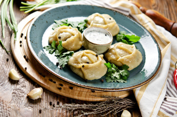 Manti. Traditional meat dish of the peoples of Central Asia