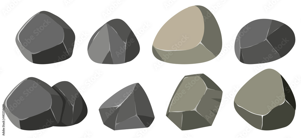 Sticker different shapes of rocks