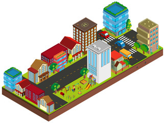 3D design for buildings in city