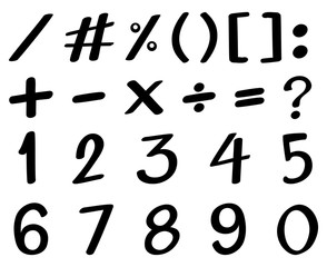Black font design for numbers