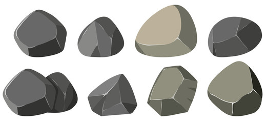 Different shapes of rocks