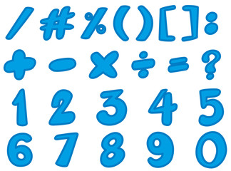 Blue font design for numbers