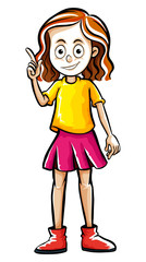 Drafting human character for happy girl