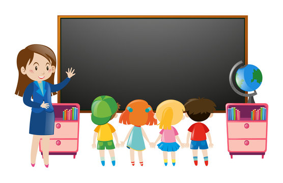 Kids and teacher in classroom