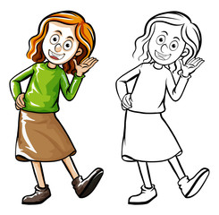 Human character outline with happy girl