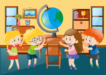 Children in geography classroom