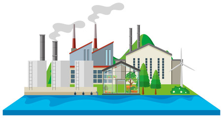 Obraz premium Power plants by the river