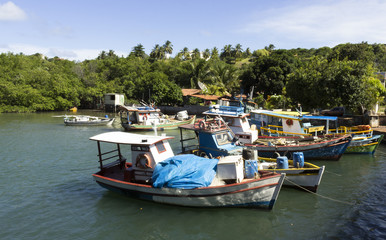 Fototapeta na wymiar Barcos de pesca artesanal, Pirangi, Natal, Brasil