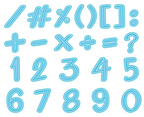 Font design for numbers in blue