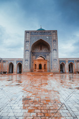 Inside the complex of buildings of Poi Kalyan, Bukhara, Uzbekistan. inner courtyard of the Kalyan Mosque