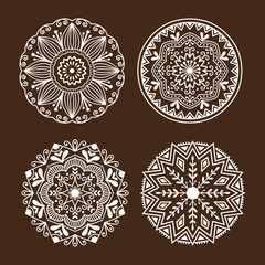 Henna tattoo mehndi flower template doodle ornamental lace decorative element and indian design pattern paisley arabesque mhendi embellishment vector.
