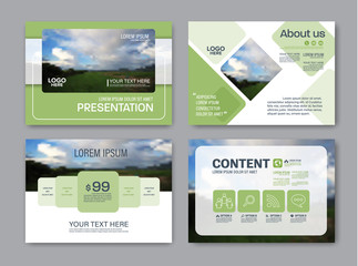 Set of presentation layout design template for powerpoint. Annual report cover page. greenery modern background. illustration vector artwork