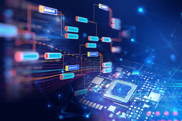 Block chain network concept on technology background