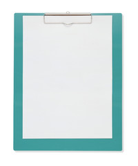 Clipboard and paper isolated on white background with clipping mask.
