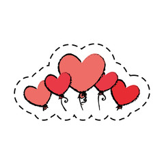 love card with hearts balloons air party vector illustration design