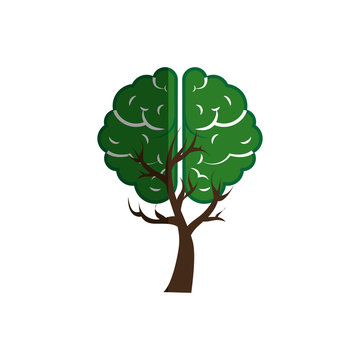 brain human with tree creative icon vector illustration design