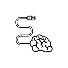 brain human with cable creative icon vector illustration design