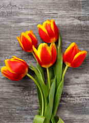 beautiful bouquet of yellow tulips