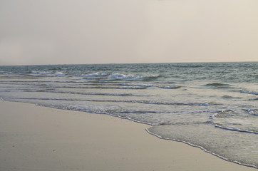 Landscape of the Aravian Sea with light sand
