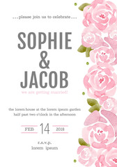 Watercolor invitation card, Wedding card set design template, Watercolor Element.
