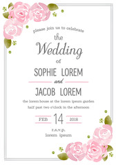 Watercolor invitation card, Wedding card set design template, Watercolor Element.