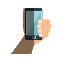 hand with smartphone device isolated icon vector illustration design