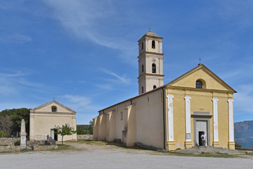 Fototapeta premium Ancient church in the Corsican village Sant'Antonino