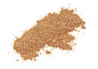 Pile of cinnamon powder isolated on a white background