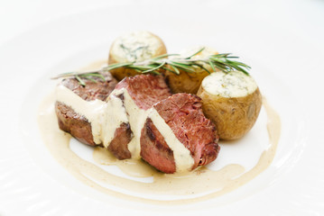 roasted beef with potatoes